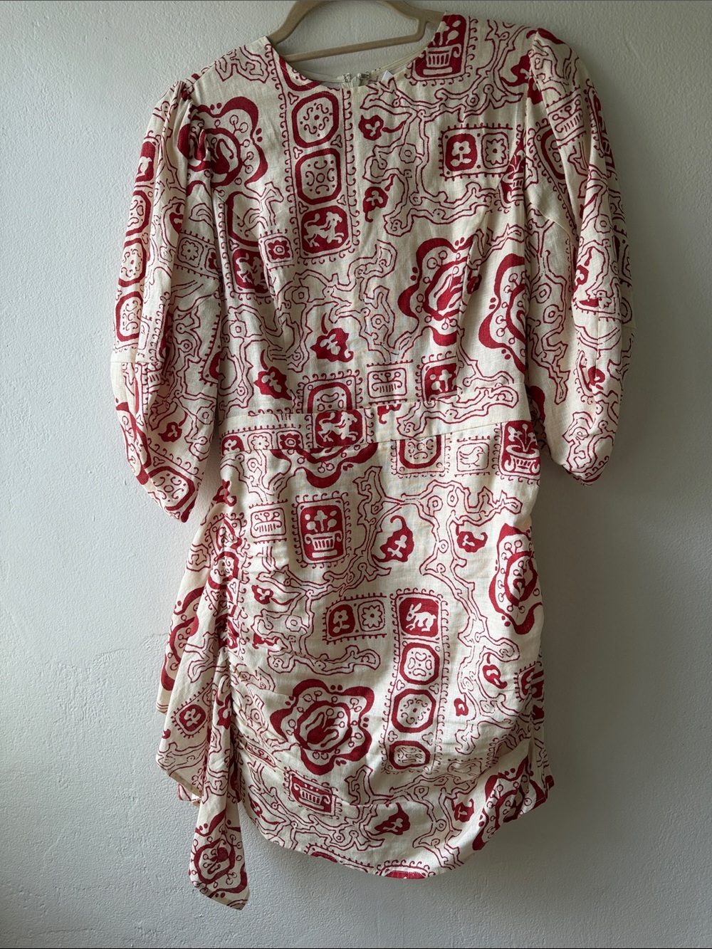 RHODE Red Printed Linen Mini Dress